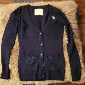 Abercrombie & Fitch Dark Blue Cardigan with Bow Accents